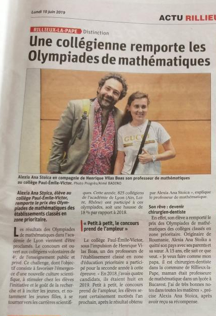 ARTICLE.Olympiades des maths Le ProgrèsCOULEUR.2019.06.10